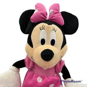 Disney Minnie Mouse Plush Toy 22" Pink Dress White Polka Dots & Bow Plush Doll